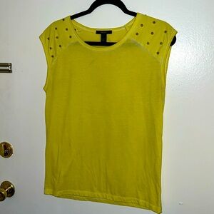 F21 Yellow Studded Muscle Top